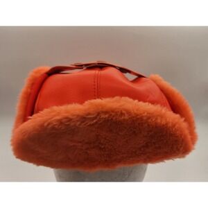 VTG Arctic Trooper Hunting Hat Orange Sz XL Dacron Winter Ear Flaps Snap Cap